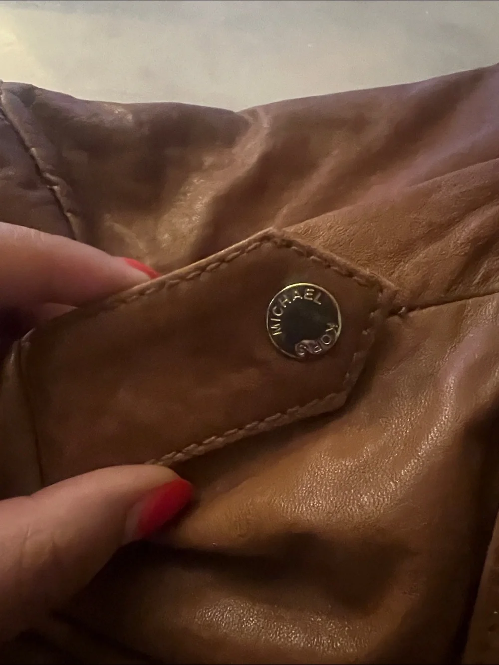 MK Brown Leather Moto Jacket